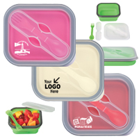 Collapsible Food Container With Dual Utensil